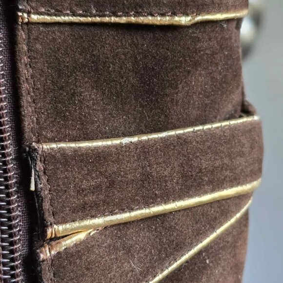 Size 8.5 De Blossom Collection Brown Gold Buckle Ankle Booties High Heels Shoes - Picture 7 of 16